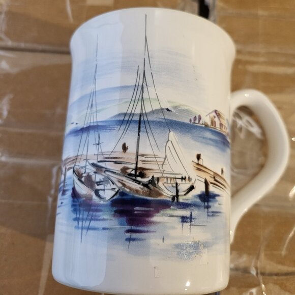 Otagiri Fishing Boats Village Mug Vintage Japan Stoneware GUC SEE PICTURES - Picture 5 of 8
